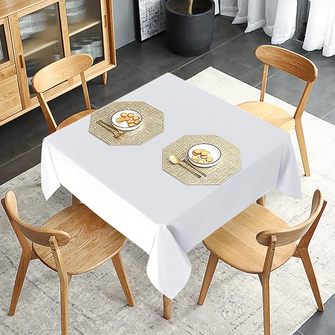 sancua 2 Pack White Tablecloth 54 x 54 Inch, Stain and Wrinkle Resistant Square - Image 3