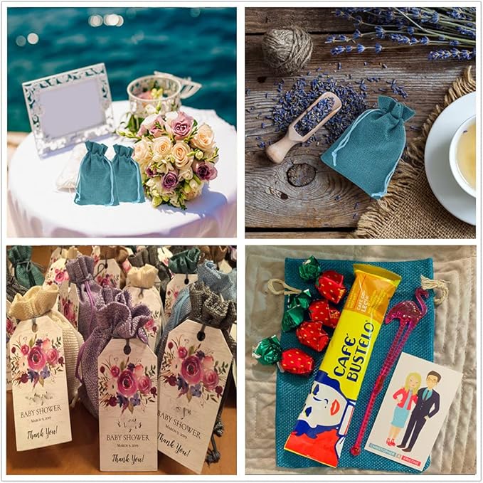 20Pcs Burlap Bags with Drawstring, 3.9 x 5.5 Inch Burlap Wedding Party Favor - Image 7