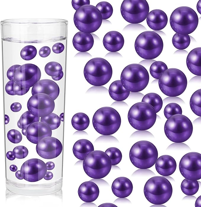 100PCS Purple Faux Pearls Beads by ZEBMOON