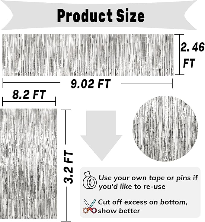 4P Metallic Foil Fringe Tinsel Table Skirts - Image 2