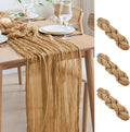 Asee'm 3pcs Cheesecloth Table Runner 120 Inches Long Khaki Boho Gauze Cheese by Aseem