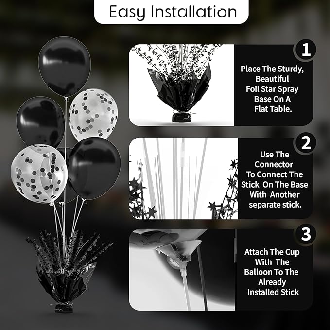 6 Set Black Balloon Table Centerpieces - Image 6