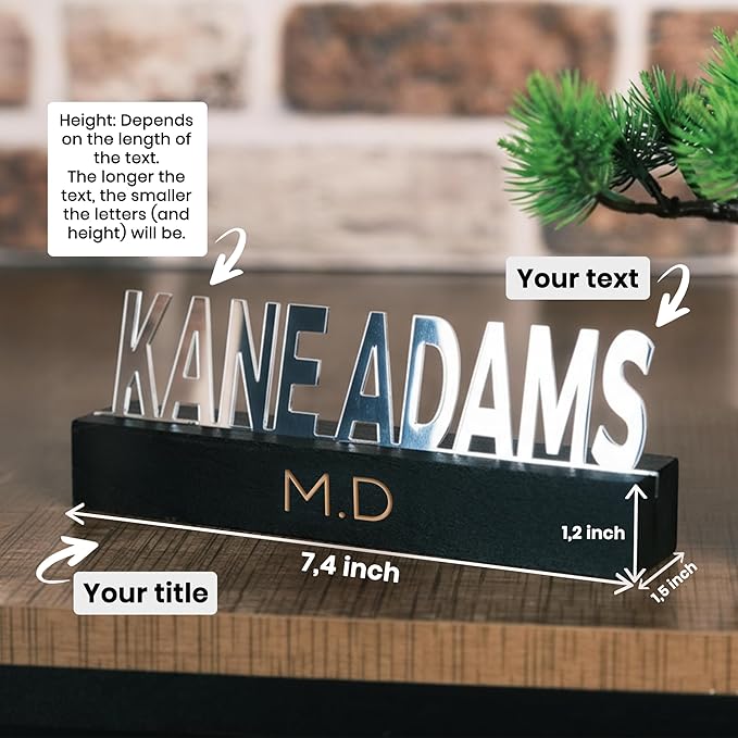Personalized Silver Desk Name Plate – Custom Engraved Name Sign - Image 2