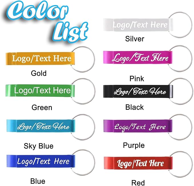100pcs Personalized Bottle Opener Keychain Bulk Custom Engraved Text/Logo - Image 2