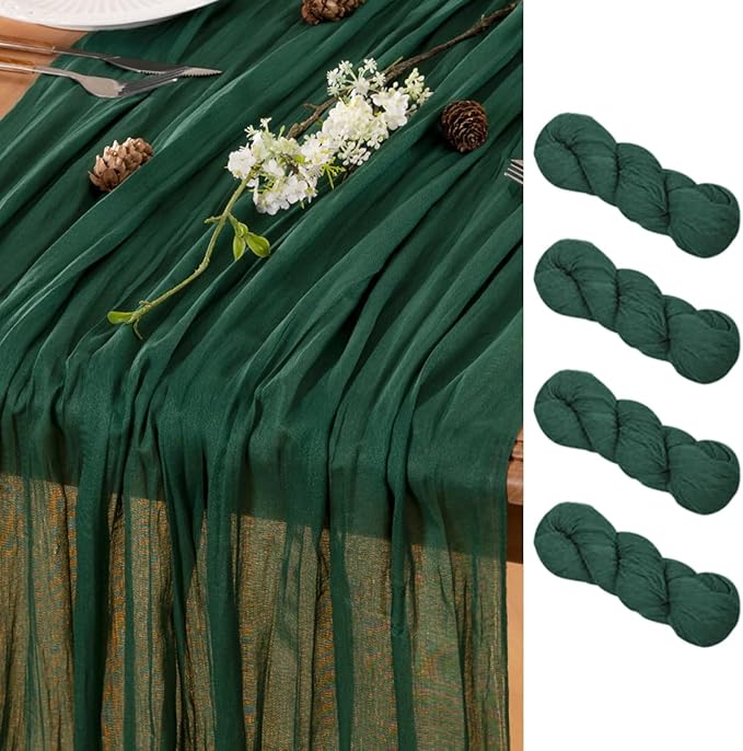 Emerald Green Table Runner Cheesecloth Table Runner 4 Pack 14FT Farmhouse Table by LINXTAR