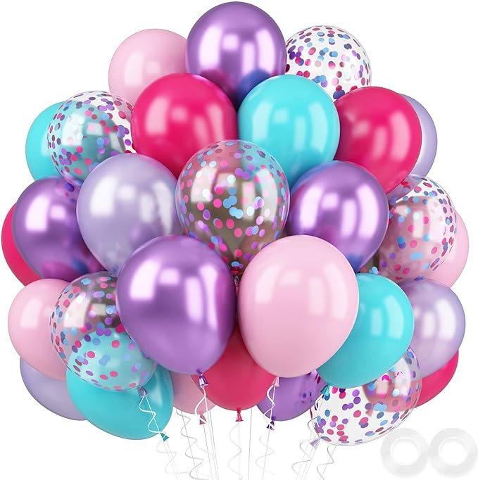 Metallic Chrome Purple Pearl Pink Maca Teal Blue Latex Balloons by FEYG