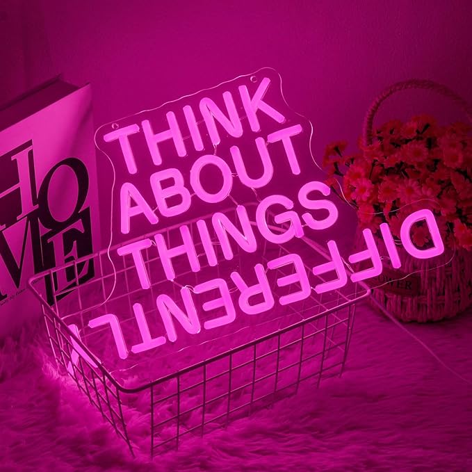 Think About Things Differently Neon Sign, Dimmable Office Neon Light, Study Room - Image 5