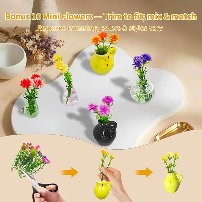 Magnetic Bud Vase Set – Mini Ceramic & Glass Vases - Image 3