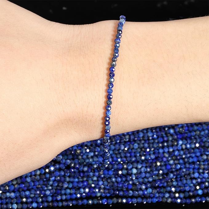 Song Xi 120pcs 3mm Natural Dark Lapis Lazuli Gemstone Beads Faceted Round Loose - Image 2