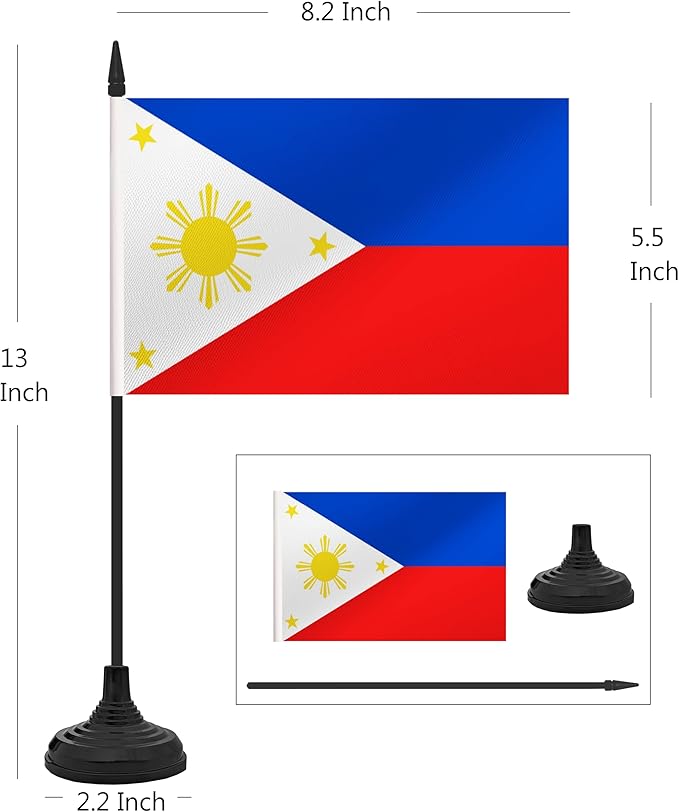 12 Pack Philippine Desk Flag Set, Philippine Table Office Flag, Small Miniature - Image 2