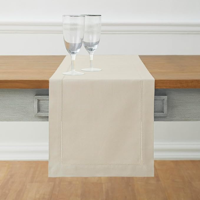 Solino Home Linen Hemstitch Table Runner 60 Inches by SolinoHome