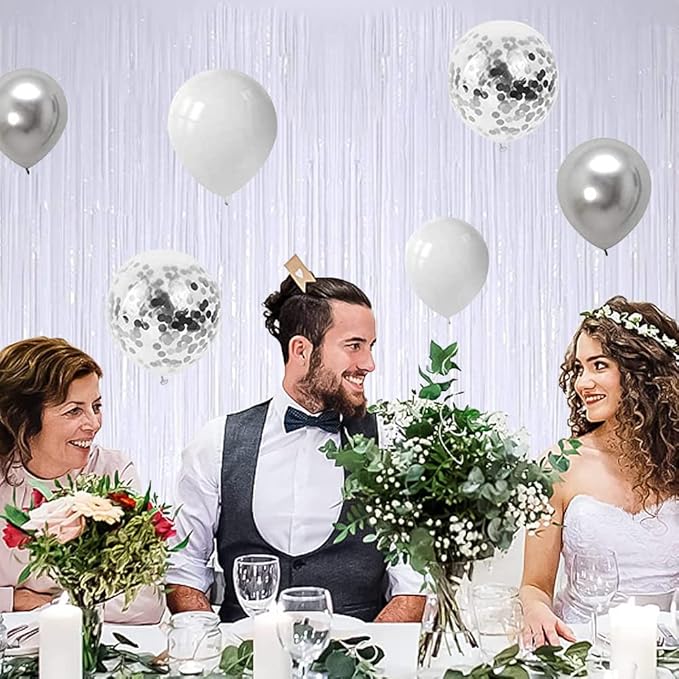 BEISHIDA 4 Pcs White Door Streamers Tinsel Curtain Party Streamers Backdrop - Image 4