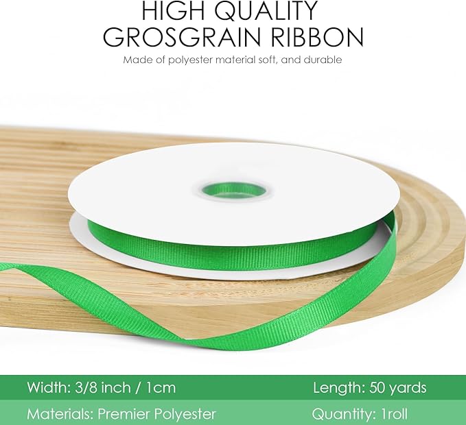 50 Yards 3/8 inch Grosgrain Ribbon, Solid Color Fabric Ribbon Perfect - Image 2