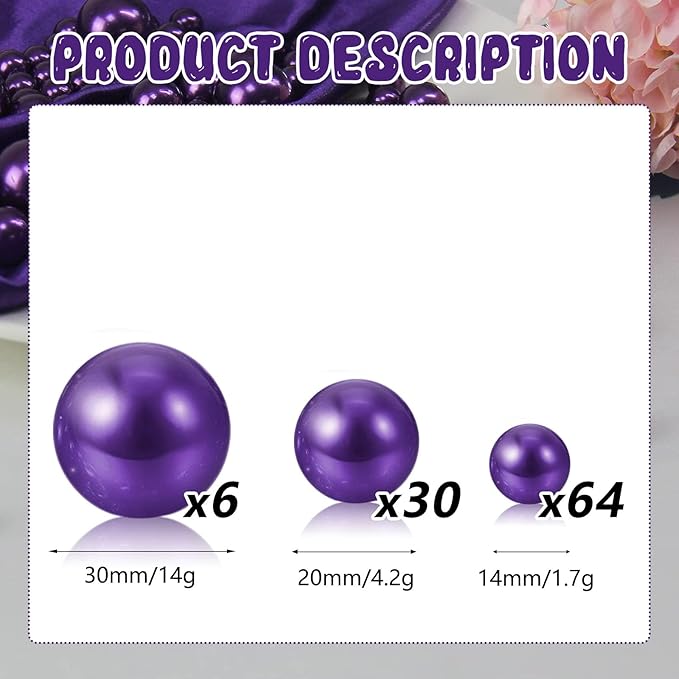 100PCS Purple Faux Pearls Beads - Image 2