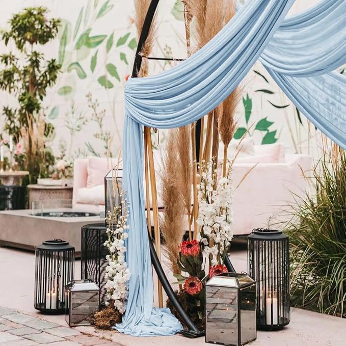Wedding Arch Draping Fabric 1 Panel 30'' x 18FT Baby Blue Sheer Chiffon Arch - Image 6