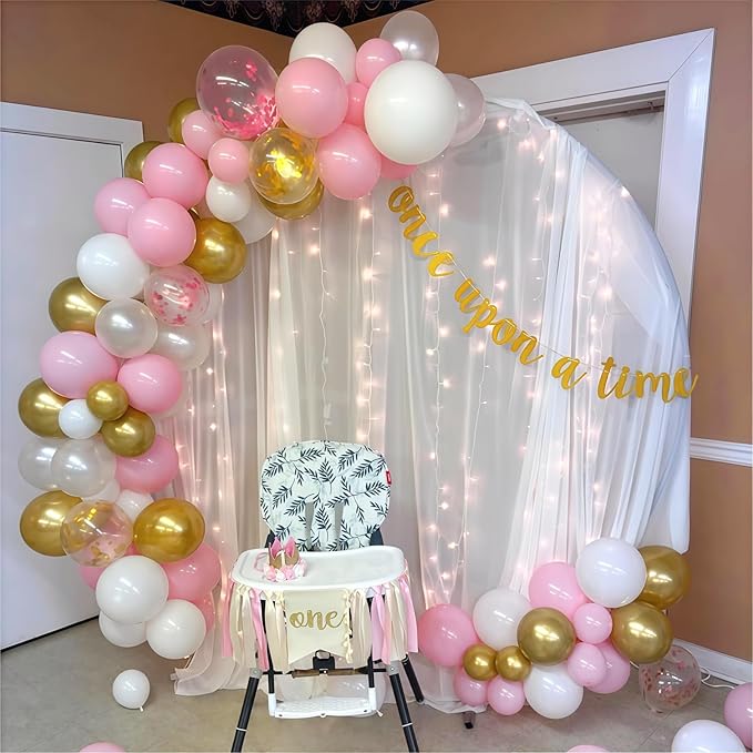 Netnology Pink Gold Confetti Balloons Set - Image 4