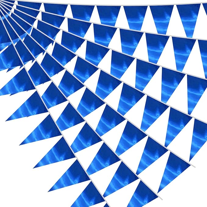 20M/65FT Blue Triangle Pennant Banner Flag Metallic Fabric Bunting Garland by raqieden