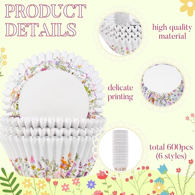 600 Count Elegant Wildflower Cupcake Liners - Image 3