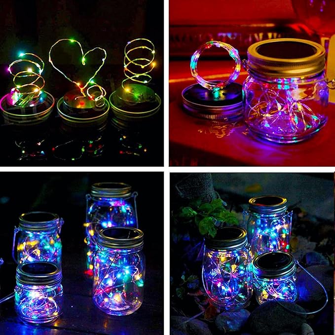 VOOKRY 12 Pack Solar Mason Jar Lights, 30 LED Mason Jar Lids Waterproof Firefly - Image 9