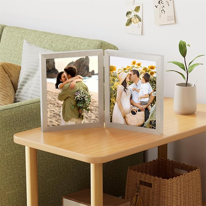 decorUhome Double 8x10 Picture Frame Vertical, Engineered Wood Bifold Photo - Image 6