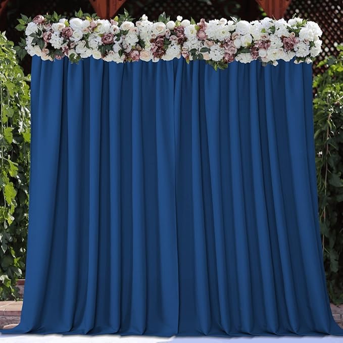 Joydeco Blue Backdrop Curtains for Wedding, Polyester Backdrop Drapes for Photo by JOYDECO