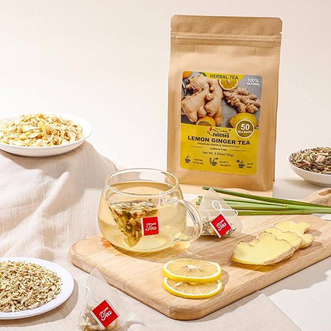 FullChea - Lemon Ginger Tea Bags, 50 Teabags - Pleasantly Spicy & Warming - - Image 6