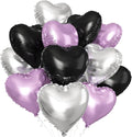 Black Purple Silver Heart Balloons by Adorely