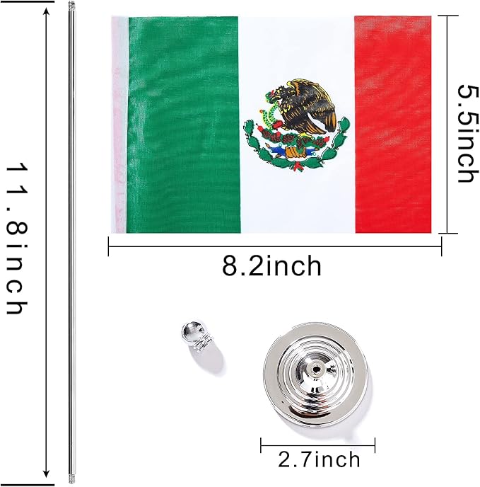 ZXvZYT 2 Pack Mexico flag Mexican Table Flag Small Mini Mexican Desk Flags - Image 2