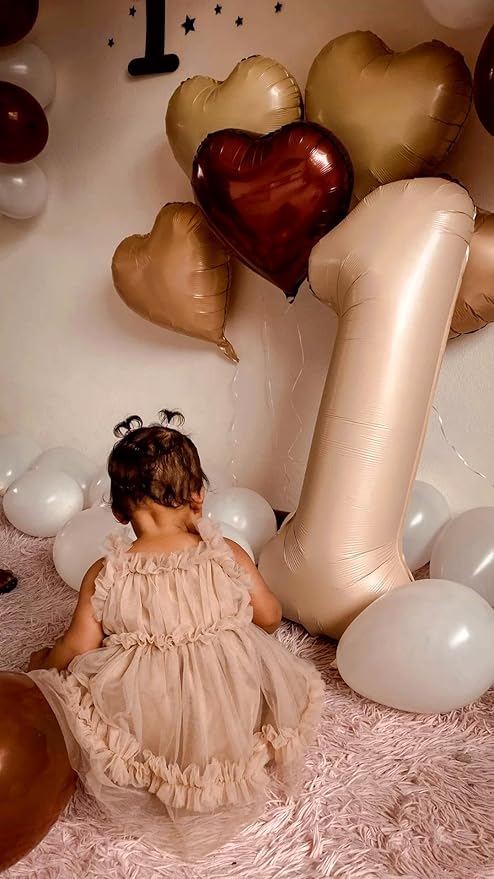 Light Brown Number 1 Balloon 40 inch, Number 1 Birthday Balloons - Image 4