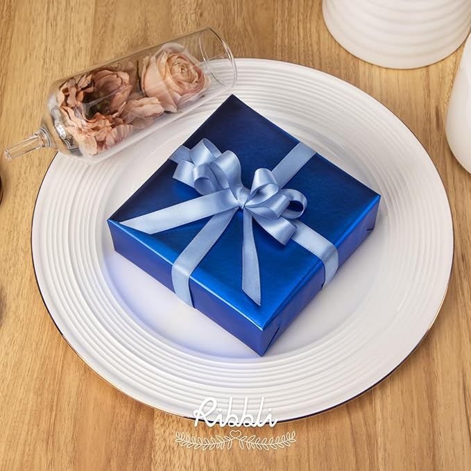 Ribbli Dusty Blue Satin Ribbon, Double Faced Satin 1/2 inch x Continuous 25 - Image 2