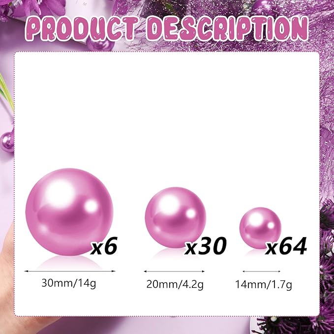 100PCS Dark Purple Faux Pearls Beads - Image 2