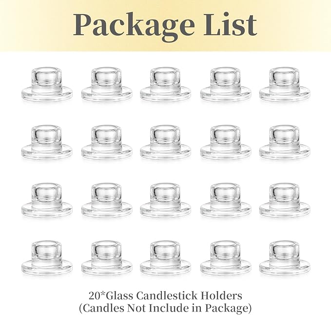 Hewory Glass Taper Candle Holders: 20 PCS Candlestick Holders Clear Short - Image 7