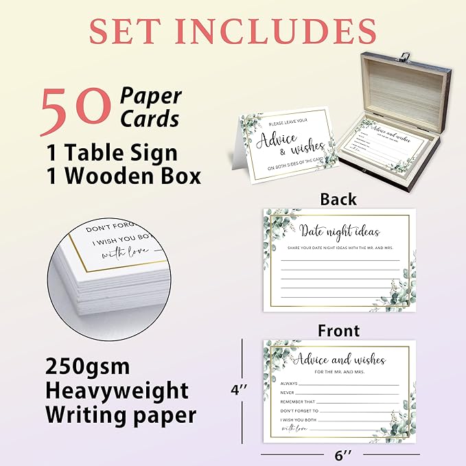 50 Pcs Advice and Wishes for the Mr and Mrs Cards in Box - Image 2