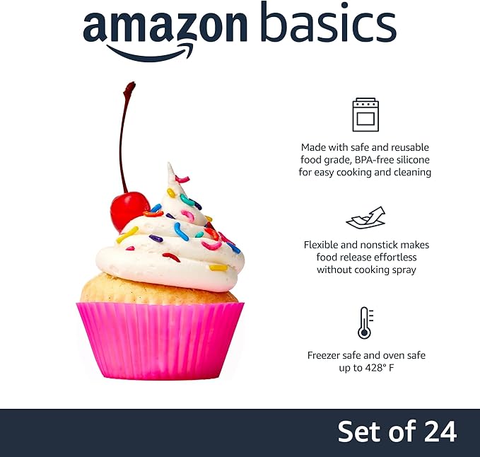 Amazon Basics Reusable Silicone Baking Cups, BPA Free, Dishwasher Safe - Image 2