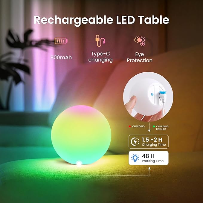 LOFTEK LED Ball Light, 3-inch RGB Ball Mood Lighting, Waterproof Ambient - Image 7