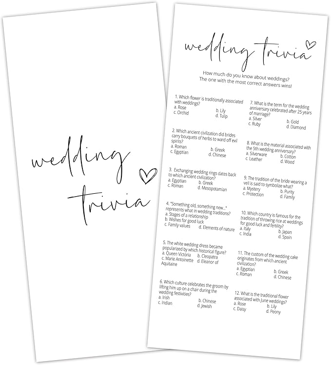 Bridal Shower Games, Wedding Trivia, Wedding Shower Games by Tsunerrorami
