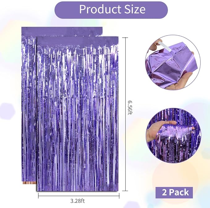 BEISHIDA 2 Pcs Light Purple Lavender Door Streamers Tinsel Curtain Party - Image 2