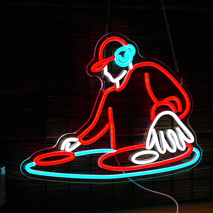DJ Player Neon Sign Bar Neon Light Wall Decor 16.5 * 12.6 Inch LED DJ Light Up - Image 3
