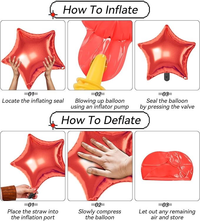 16 Pcs Red Blue Silver Star Balloons, 22/18/10 Inch Foil Balloons, Four-Pointed - Image 3