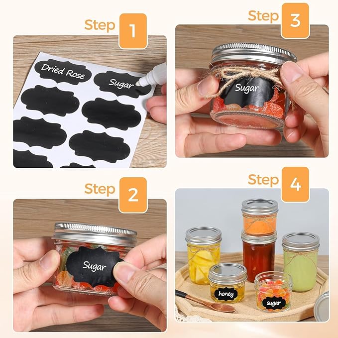 ComSaf Small Regular Mouth Mason Jars 4 oz, Small Canning Jars, 4 oz Glass Jar - Image 8