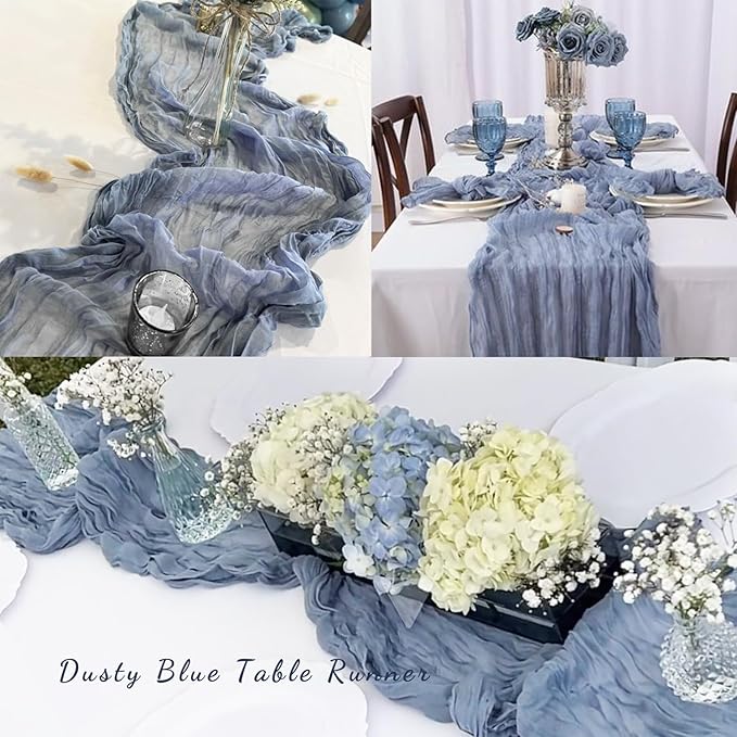 20 Pack Dusty Blue 10FT Cheesecloth Table Runner Rustic Gauze Fabric Cheese - Image 6
