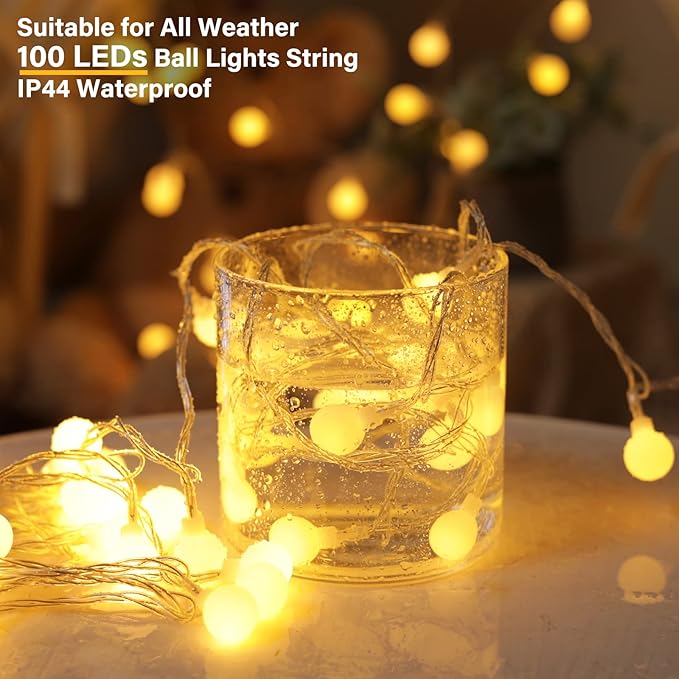 Minetom Globe String Lights, 33 Feet 100 Led Fairy Lights Plug in, 8 Modes - Image 5