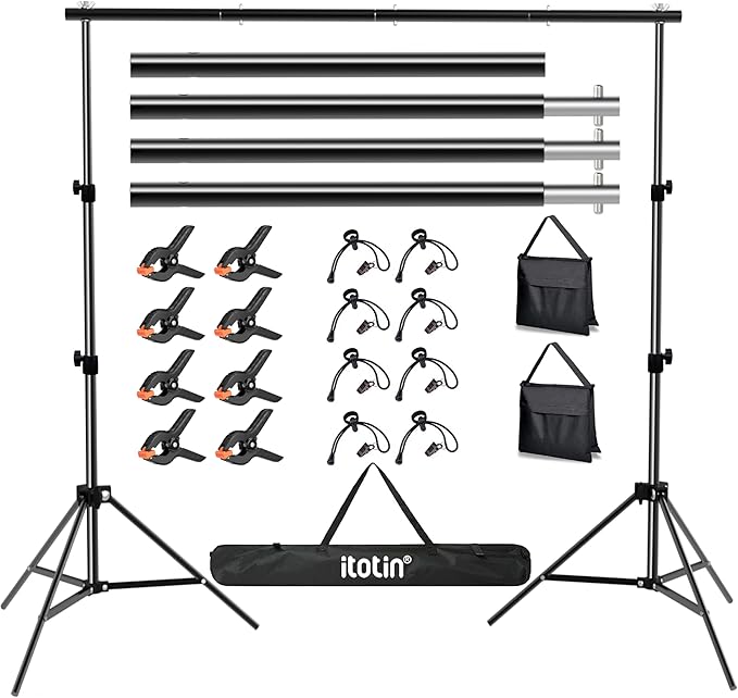 Photo Backdrop Stand for Photography 7ft x 10ft Background Stands for by ITOTIN
