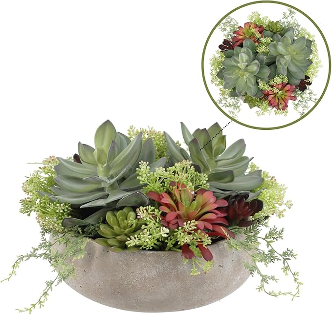 Round Faux Succulent Arrangement, Display on Any Surface in Your Home Adding an - Image 2