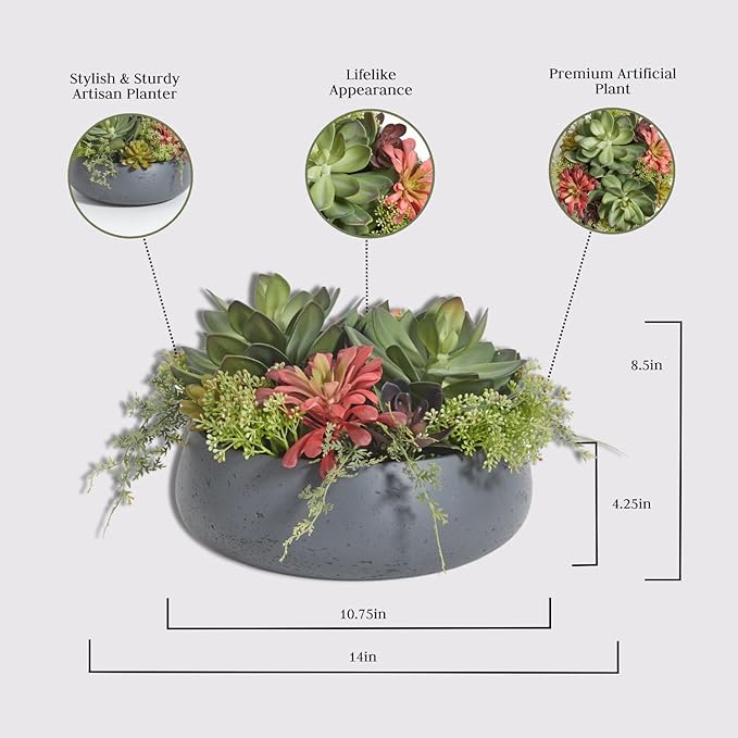 Faux Succulent Arrangement, Premium Artificial Indoor Plant Enhances Interior - Image 4
