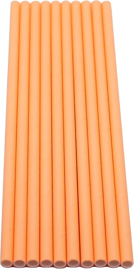Pack of 300 Pastel Orange Biodegradable 4-Ply Paper Drinking Straws - Image 4