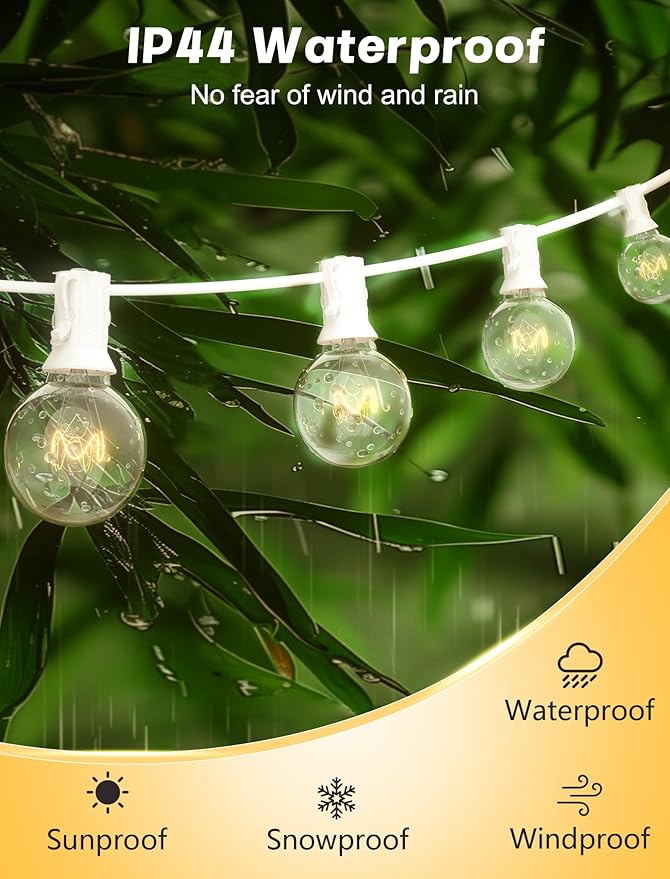 SUNSGNE 100Ft Patio String Lights, G40 Outdoor String Lights - Image 4