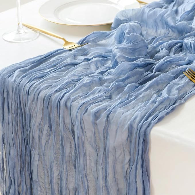 Sioloc 1 Pack Dusty Blue Cheesecloth Table Runner Fall Autumn Decor by HEALTHYCOMFORTLIFE