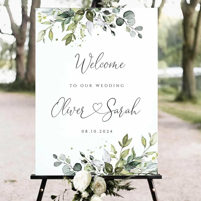 Greenery Wedding Welcome Sign, Eucalyptus Wedding Sign, Botanical Welcome by SZ-HaNoi