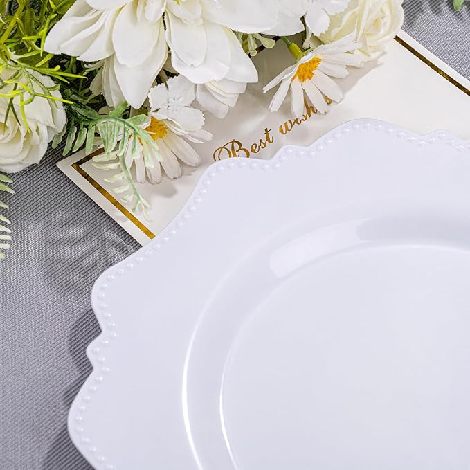 COLOSUS 100pcs 7.5 Inch White Plastic Dessert Plates, Heavy Duty Disposable - Image 5